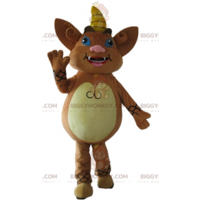 Costume de mascotte BIGGYMONKEY™ de créature marron de gnome de