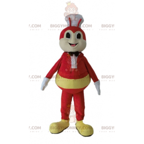 Traje de mascote de mosca amarela e vermelha BIGGYMONKEY™ com