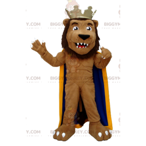 Lion BIGGYMONKEY™ Mascot Costume Dressed As A King -