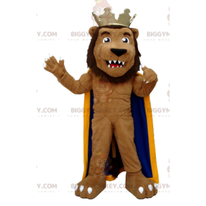 Lion BIGGYMONKEY™ mascottekostuum verkleed als een koning -