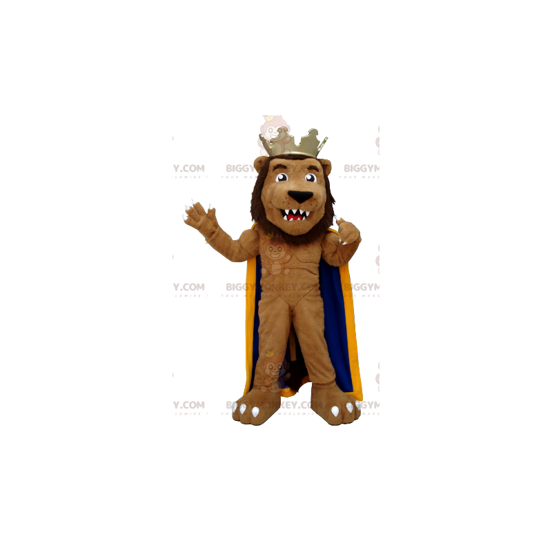 Lion BIGGYMONKEY™ Mascot Costume Dressed As A King –