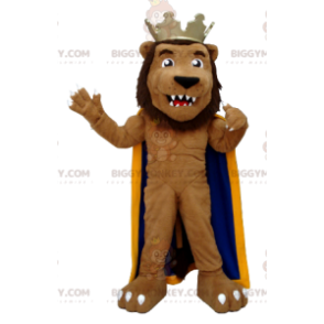 Lion BIGGYMONKEY™ Maskotdräkt klädd som en kung - BiggyMonkey