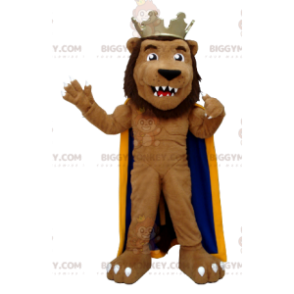 Traje de mascote de leão BIGGYMONKEY™ vestido de rei –