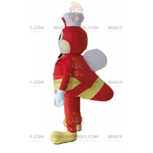 BIGGYMONKEY™ Maskottchen-Kostüm in Gelb und Rot mit Hut -