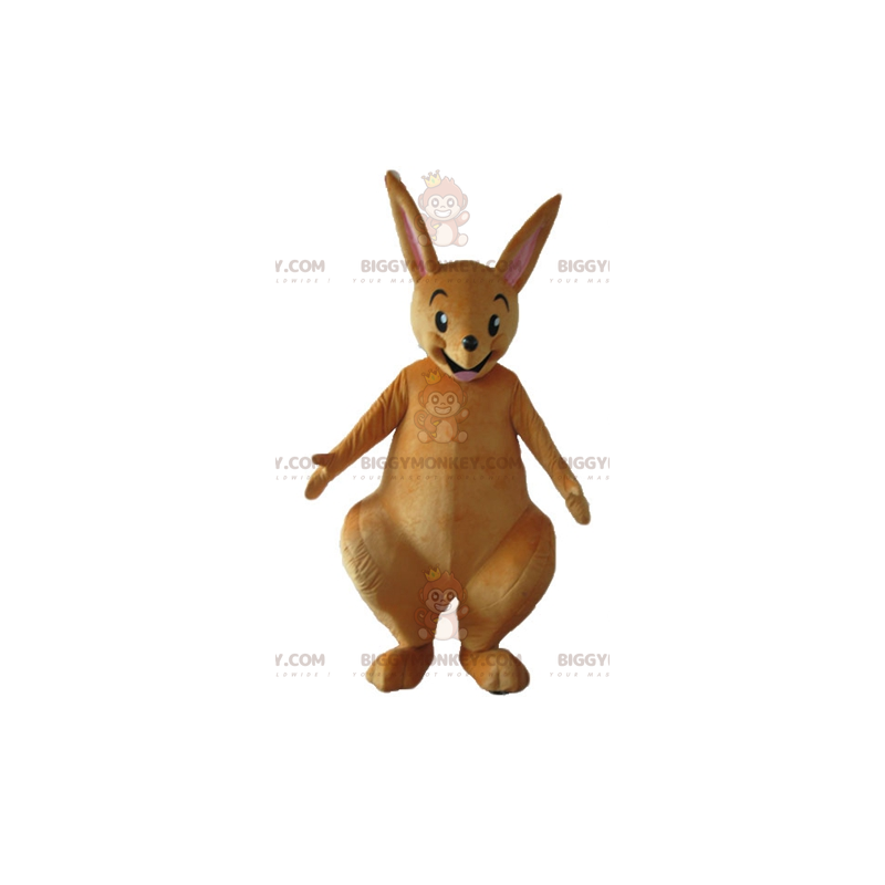 Mycket rolig och leende brun känguru BIGGYMONKEY™ maskotdräkt -