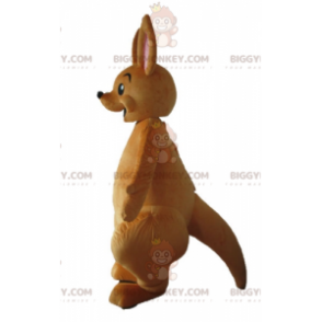 Mycket rolig och leende brun känguru BIGGYMONKEY™ maskotdräkt -