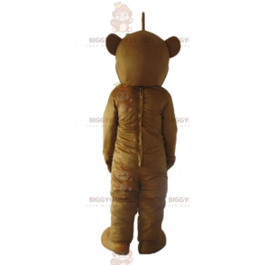 Vänligt leende brun och vit björn BIGGYMONKEY™ maskotdräkt -