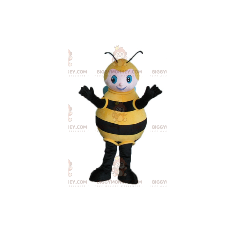 BIGGYMONKEY™ Big Black Yellow and Blue Bee Mascot Costume –