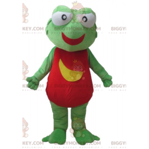 Kostium maskotka olbrzymia zielono-czerwona i żółta żaba