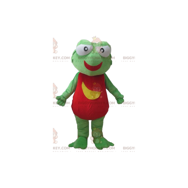 Costume de mascotte BIGGYMONKEY™ de grenouille verte rouge et