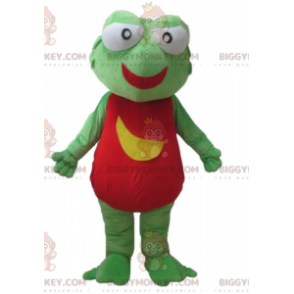 Disfraz de mascota de rana gigante verde roja y amarilla