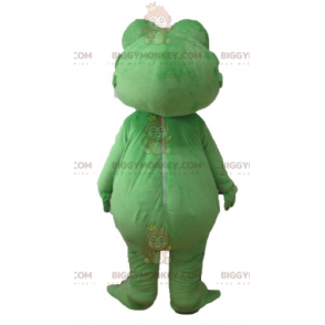Disfraz de mascota de rana gigante verde roja y amarilla
