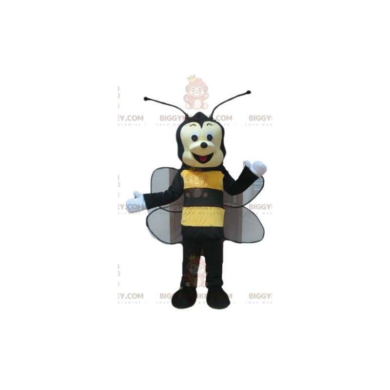 Costume de mascotte BIGGYMONKEY™ d'abeille de guêpe noire et