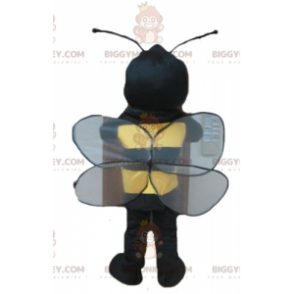 Kostium maskotka uśmiechnięta czarno-żółta osa pszczoła