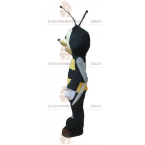 Leende svart och gul getingbi BIGGYMONKEY™ maskotdräkt -