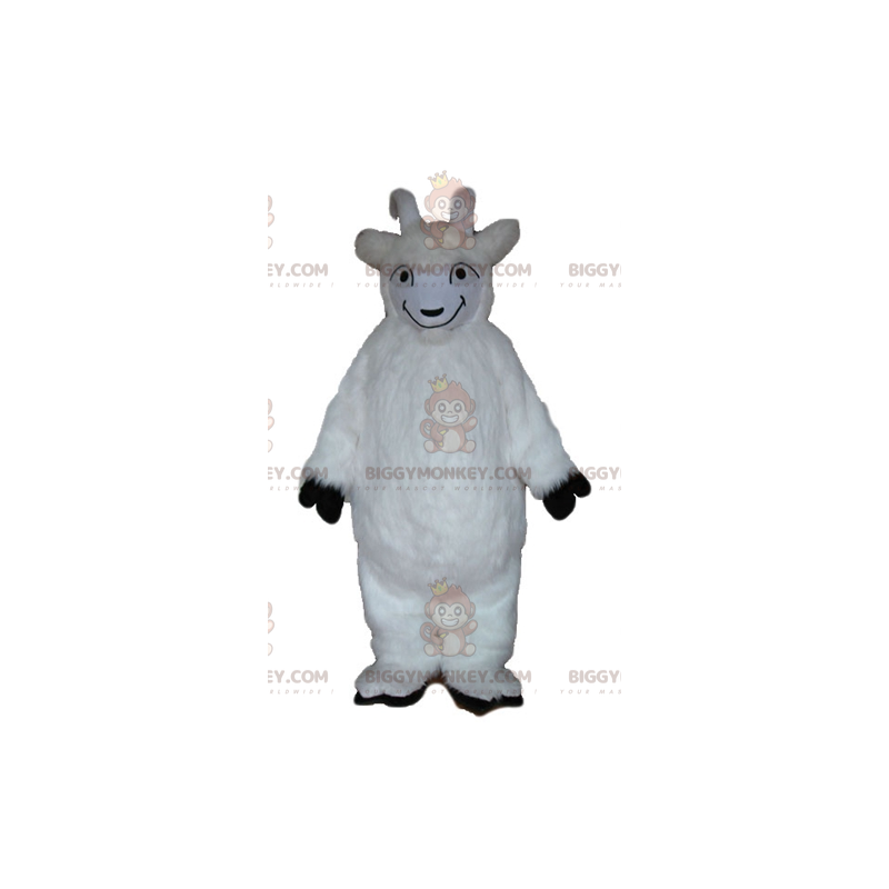 BIGGYMONKEY™ Ganz behaartes weißes Ziegen-Maskottchen-Kostüm -