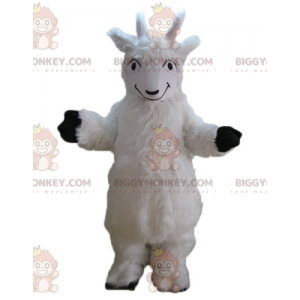 BIGGYMONKEY™ Costume mascotte capra capra bianca tutta pelosa