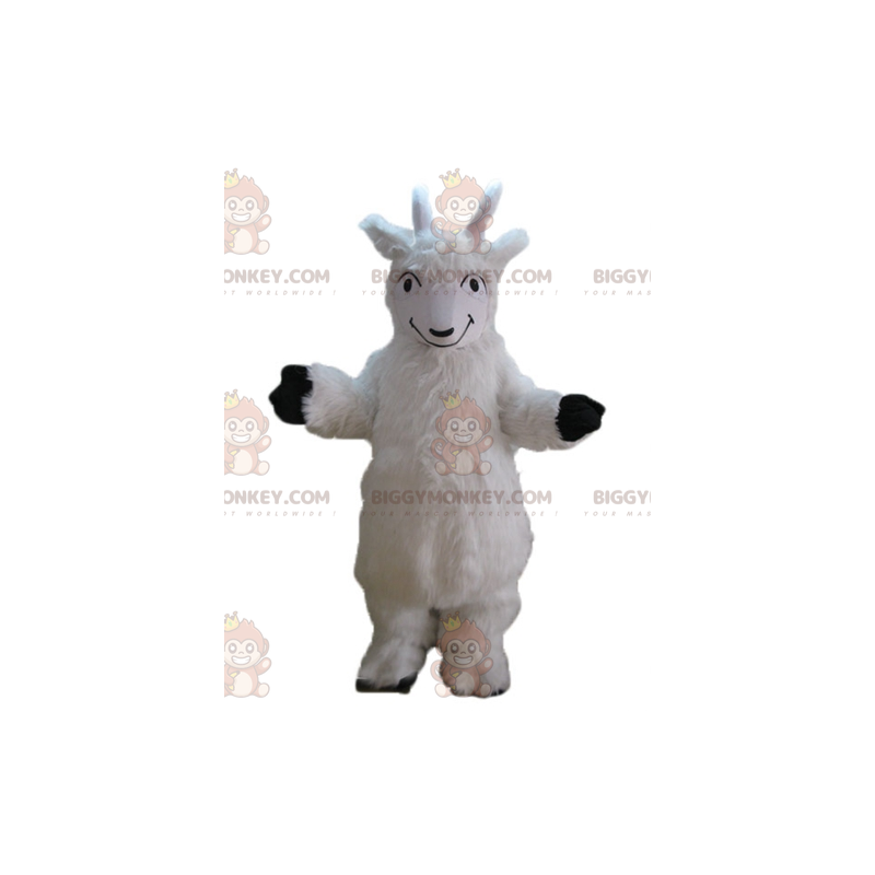 Traje de mascote de cabra branca BIGGYMONKEY™ todo peludo Cabri