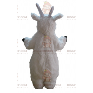 Traje de mascote de cabra branca BIGGYMONKEY™ todo peludo Cabri