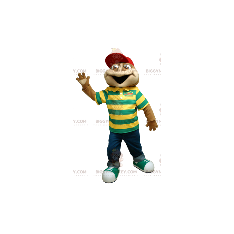 Costume de mascotte BIGGYMONKEY™ de grenouille marron avec un