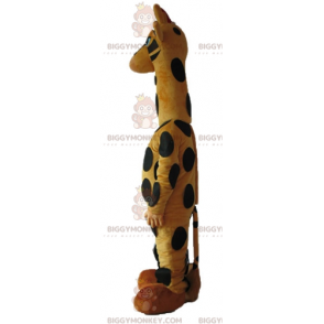 Grande molto carino giraffa gialla e nera costume mascotte