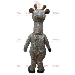 Disfraz de mascota de jirafa manchada gris y blanca
