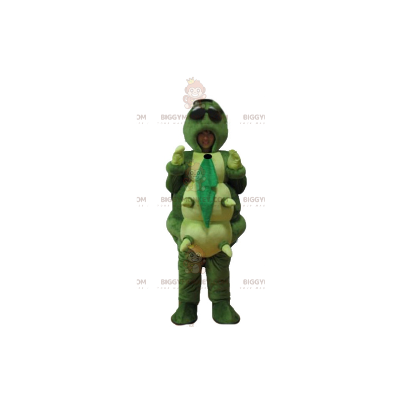BIGGYMONKEY™ Traje de mascote de lagarta gigante verde laranja