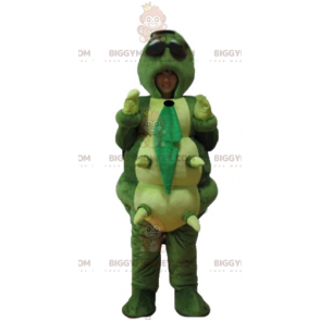 BIGGYMONKEY™ Costume mascotte bruco gigante verde arancione