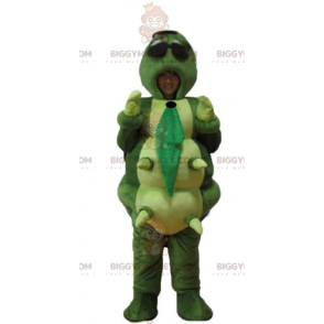 Costume de mascotte BIGGYMONKEY™ de grande chenille vert orange