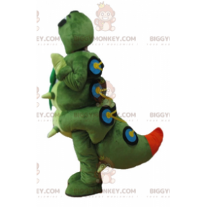 Costume de mascotte BIGGYMONKEY™ de grande chenille vert orange