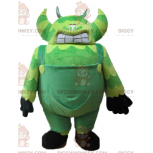 BIGGYMONKEY™ mascottekostuum van groen monster in overall erg