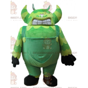 BIGGYMONKEY™ maskotkostume af grønt monster i overalls meget