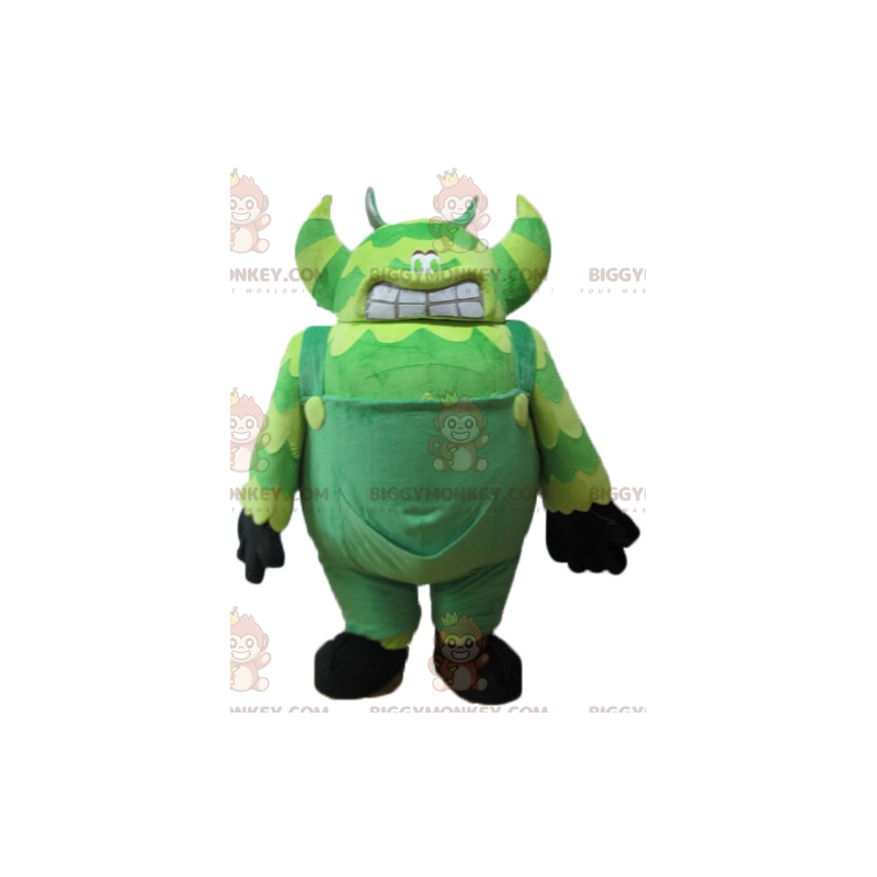 BIGGYMONKEY™ mascottekostuum van groen monster in overall erg