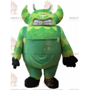 BIGGYMONKEY™ Maskottchenkostüm des grünen Monsters im Overall