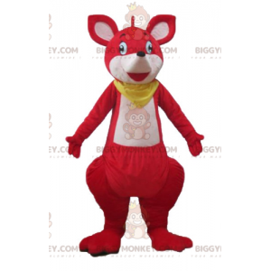BIGGYMONKEY™ maskotkostume Rød og hvid kænguru med gult