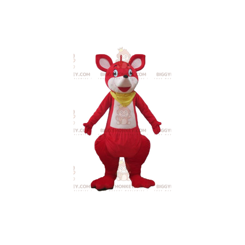 BIGGYMONKEY™ Mascot Costume Red & White Kangaroo With Yellow