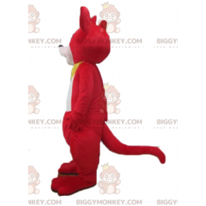 Kostým maskota BIGGYMONKEY™ Červenobílý klokan se žlutým šátkem