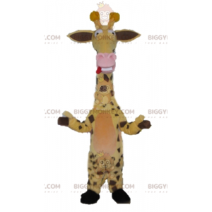 Mycket rolig gul brun rosa giraff BIGGYMONKEY™ maskotdräkt -