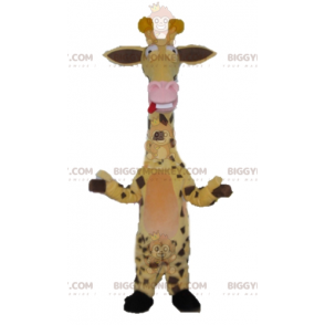 Zeer grappig geelbruin roze giraf BIGGYMONKEY™ mascottekostuum