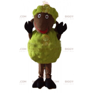 Traje de mascote de ovelha amarelo e marrom BIGGYMONKEY™ macio