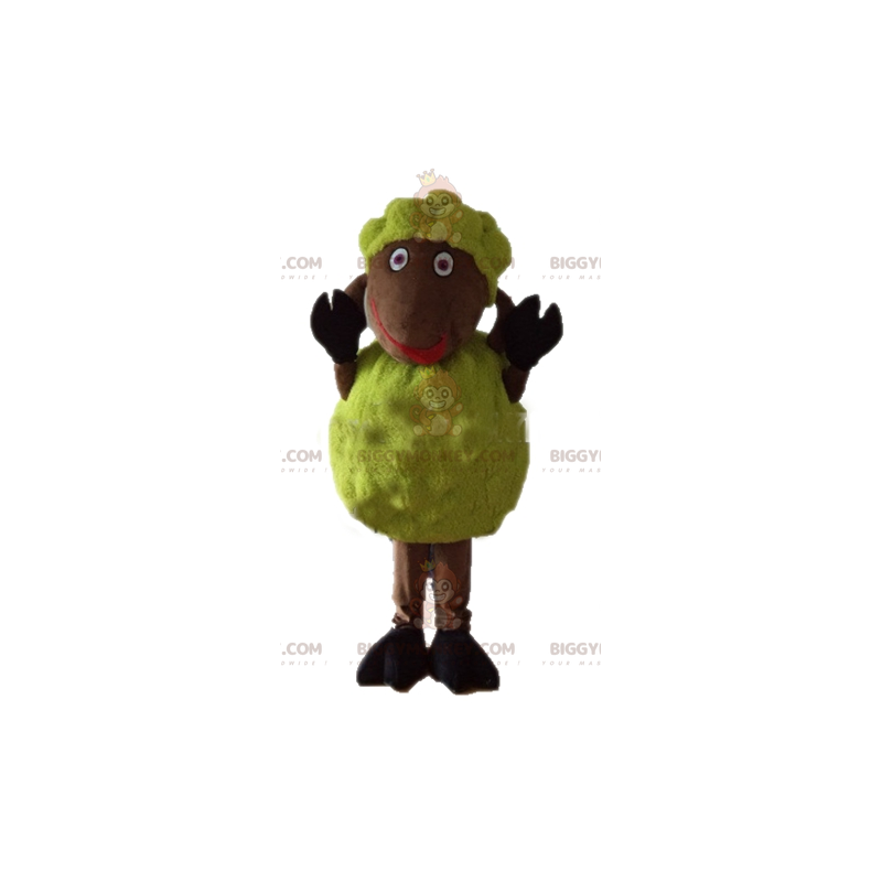 Costume de mascotte BIGGYMONKEY™ de mouton jaune et marron doux