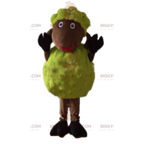 BIGGYMONKEY™ morbido e peloso costume mascotte pecora gialla e