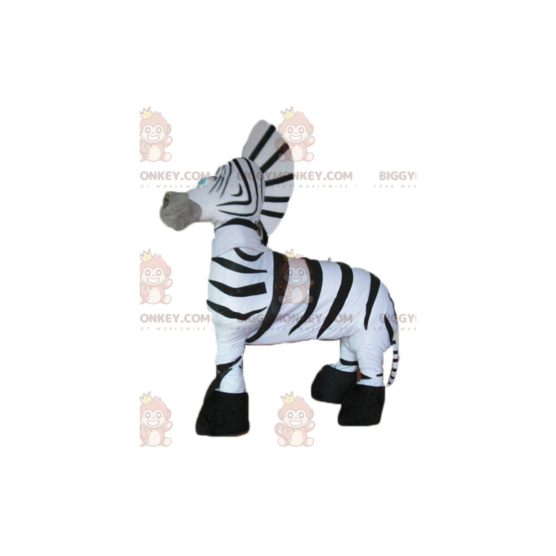 Fantasia de mascote de zebra gigante em preto e branco super