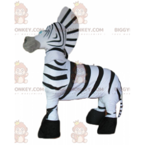 Fantasia de mascote de zebra gigante em preto e branco super