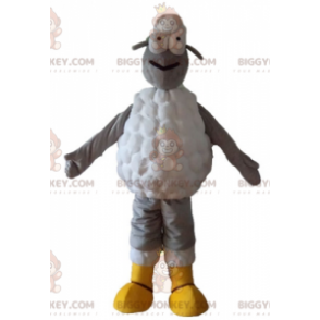 Costume de mascotte BIGGYMONKEY™ de mouton gris et blanc très