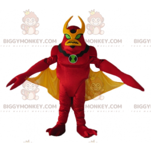 Kostium maskotki czerwono-żółtego robota BIGGYMONKEY™ z kosmitą