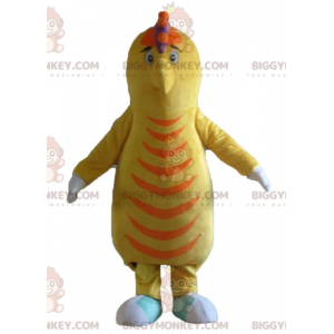 Fantasia de mascote de pássaro de batata amarelo e laranja