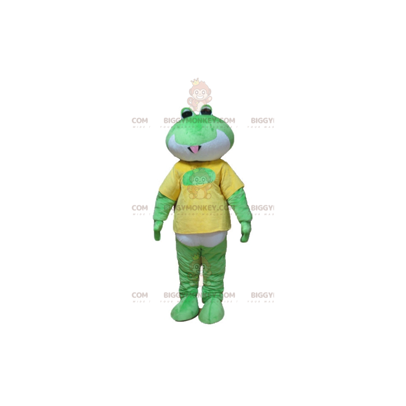 Costume de mascotte BIGGYMONKEY™ de grenouille verte blanche et