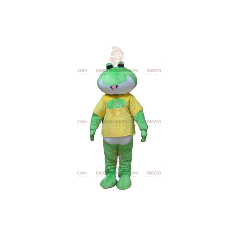 Grün-weißer und gelber Frosch BIGGYMONKEY™ Maskottchen-Kostüm -