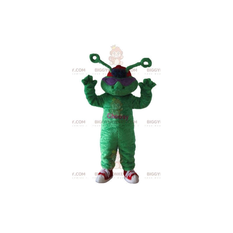 BIGGYMONKEY™ Alien Green Frog-mascottekostuum met antennes -